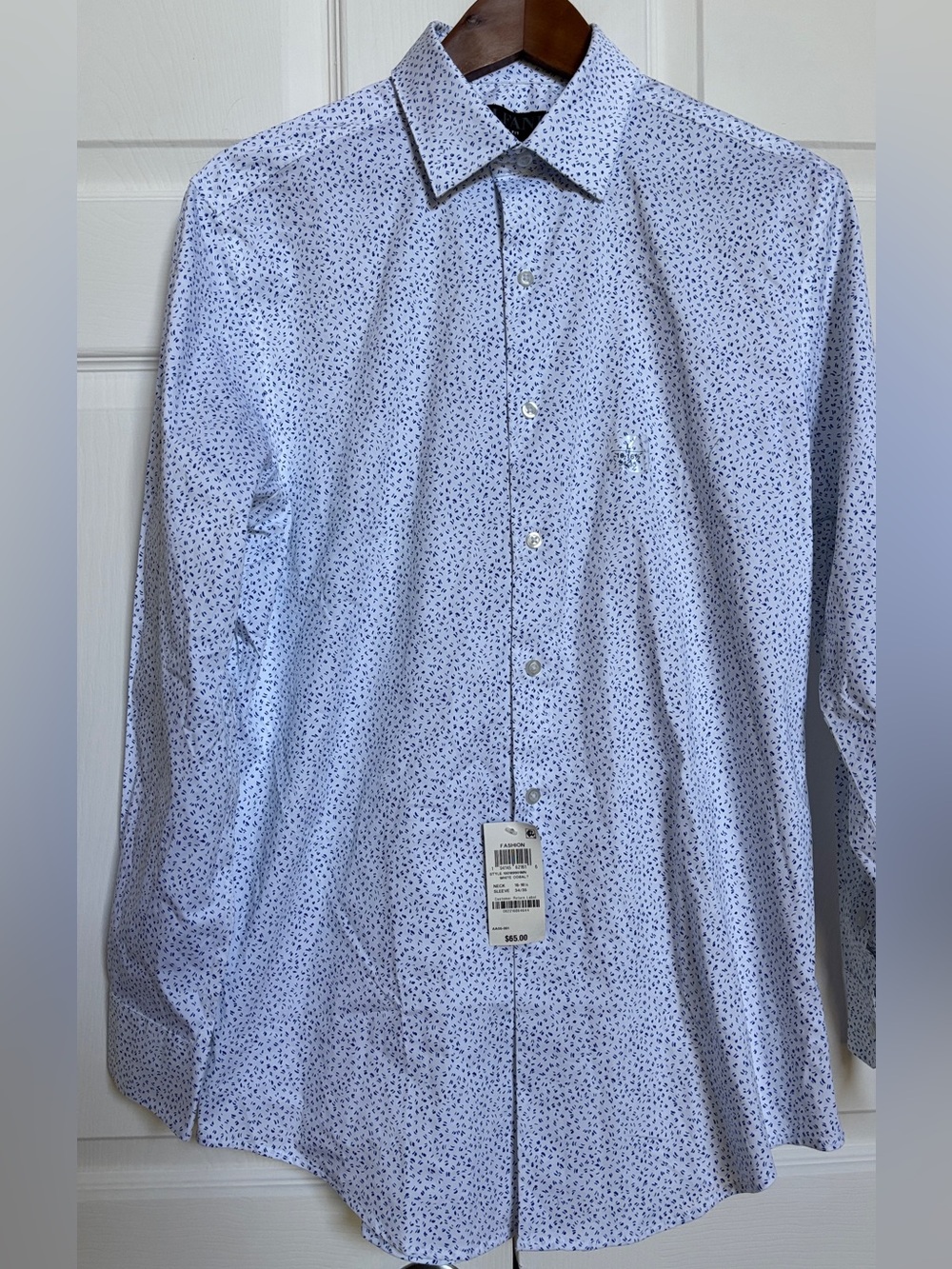 Alfani Men’s Slim Fit Dress Shirt L 16-16.5 Blue White NWT